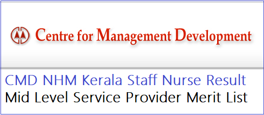 CMD NHM Kerala Staff Nurse Result 2022