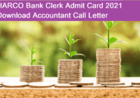 HARCO Bank Clerk Admit Card