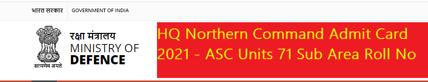 HQ Northern Command Admit Card