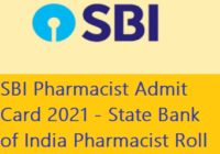 SBI Pharmacist Admit Card