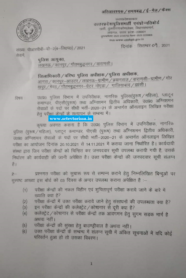 UP Police SI Exam Date
