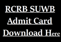 RCRB SUWB KVSS Admit Card