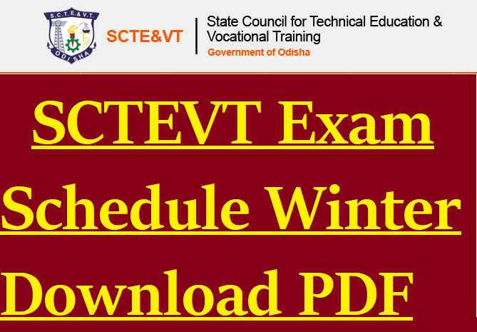 SCTEVT Exam Schedule Winter