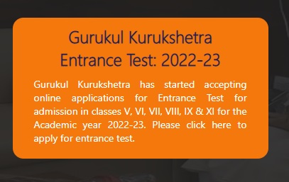 Gurukul Kurukshetra Entrance Test 2022-23