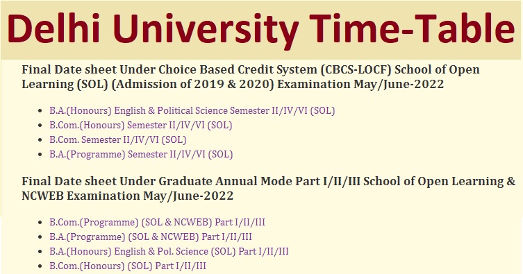 DU Timetable May-June 2022