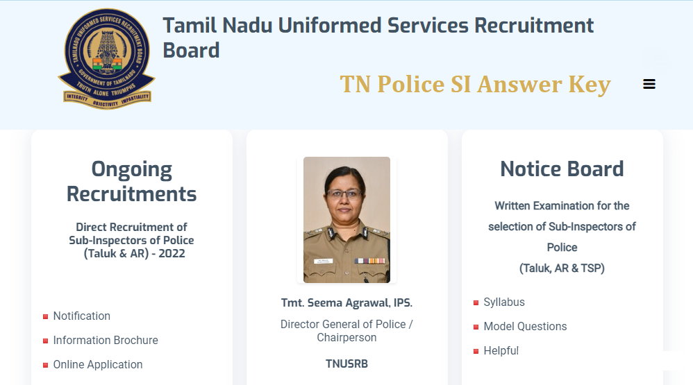 TN Police SI Answer Key