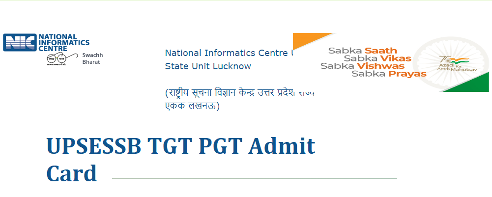 UPSESSB TGT PGT Admit Card