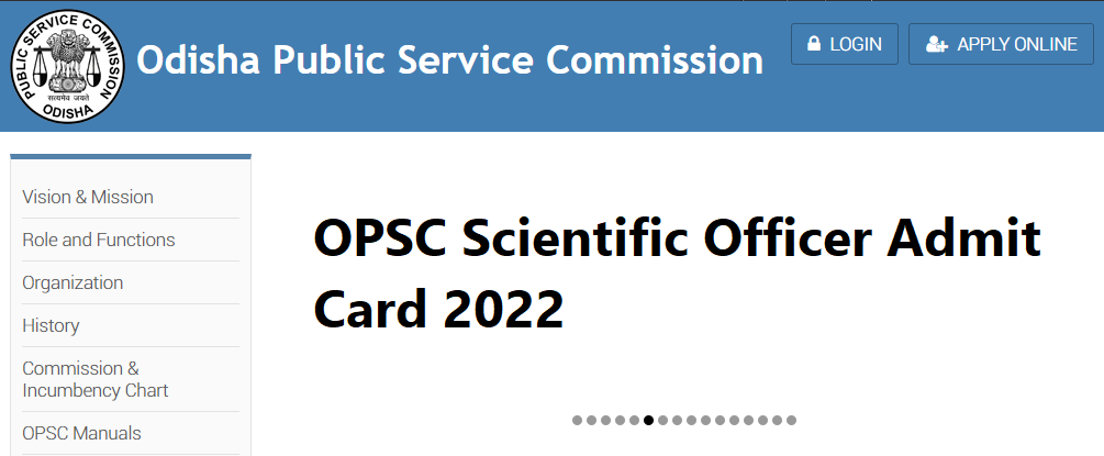 OPSC Scientific Officer Admit Card