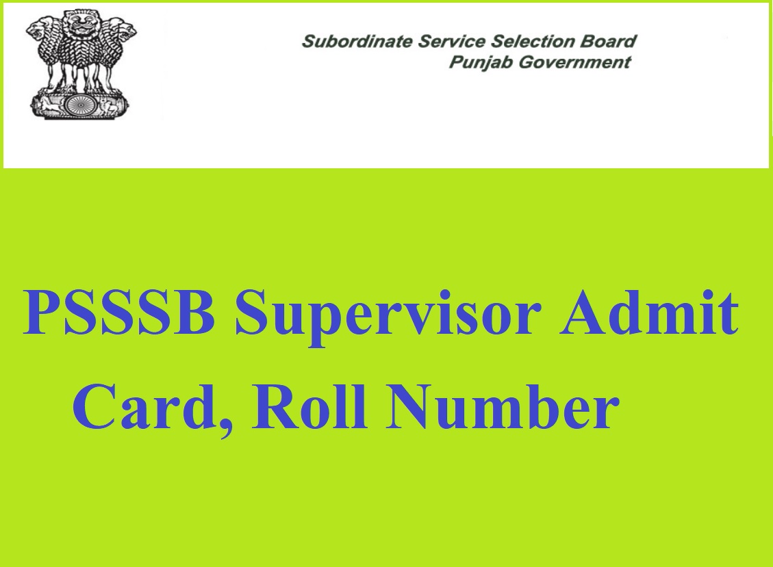 PSSSB Supervisor Admit Card