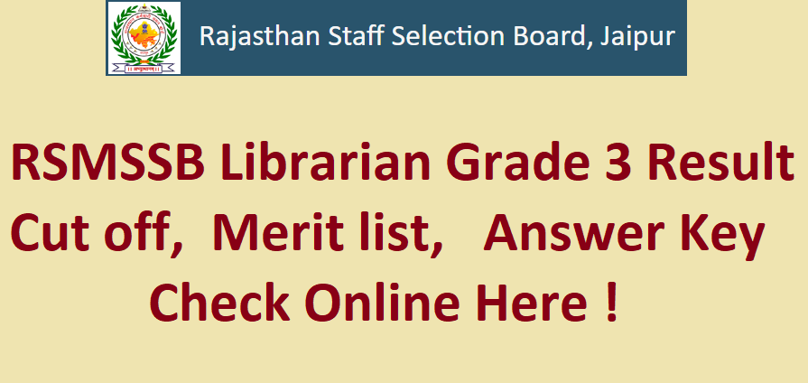 RSMSSB Librarian Grade 3 Result 2022