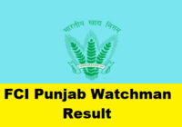 FCI Punjab Watchman Result