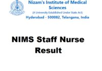 NIMS Staff Nurse Result