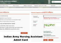 Indian Army Nursing Assistant Admit Card