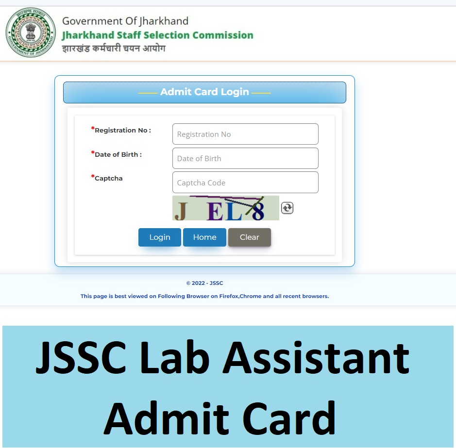 JSSC Lab Assistant Admit Card