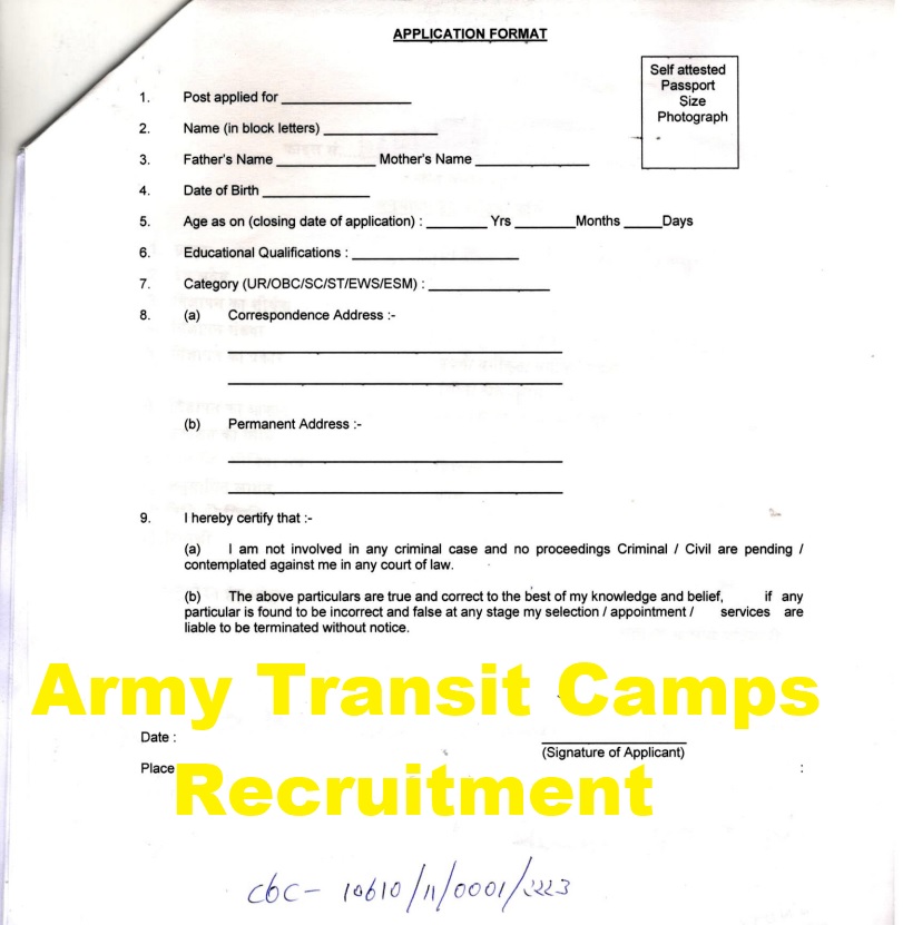 Army Transit Camps Recruitment