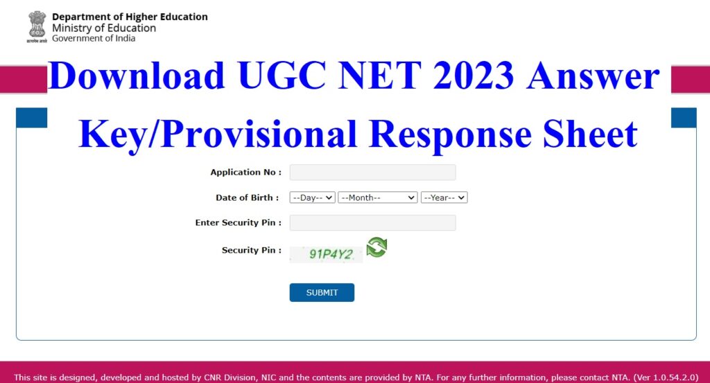 UGC NET Answer Key 2023 pdf Link Provisional Response Sheet