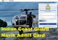 Indian Coast Guard Navik Admit Card