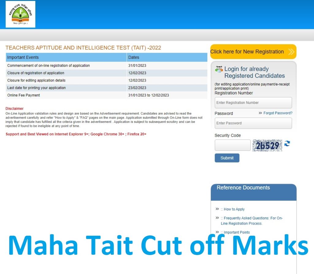 Maha Tait Cut off Marks