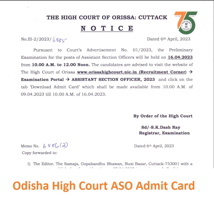 Odisha High Court ASO Admit Card 2023