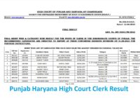 Punjab Haryana High Court Clerk Result