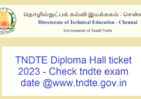 TNDTE Diploma Hall ticket 2023