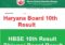 Haryana board 10th Result