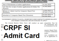 CRPF SI Admit Card