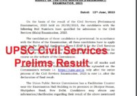 UPSC Civil Services Prelims Result 2023
