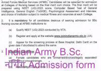 Indian Army B.Sc. नर्सिंग Admission form