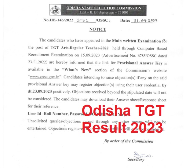 Odisha TGT Result 2023
