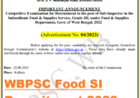 WBPSC Food SI Recruitment
