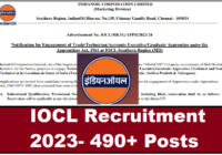 IOCL Recruitment 2023- Apply Online 490+ Posts