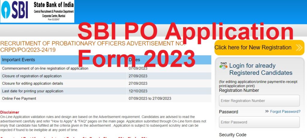 SBI PO Application Form 2023