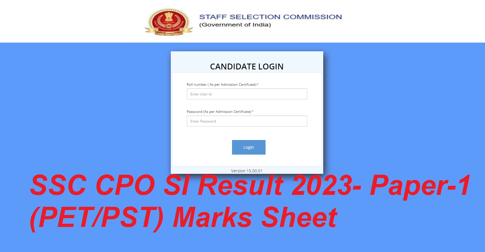 SSC CPO SI Result 2023