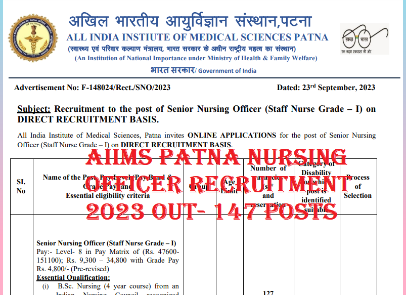 AIIMS Patna Nursing Officer Recruitment