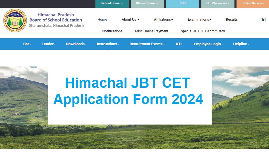 Himachal JBT CET Application Form 2024