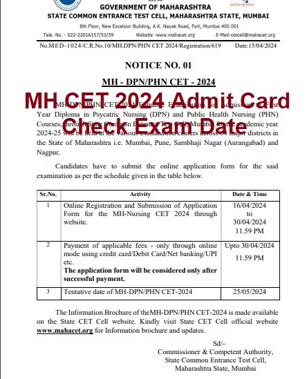 MHT CET Hall Ticket 2024 Link
