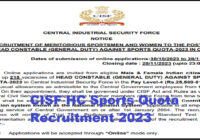 CISF HC Sports Quota Recruitment