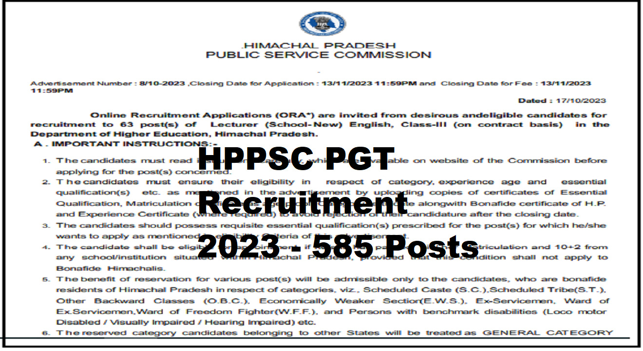 HPPSC PGT Recruitment