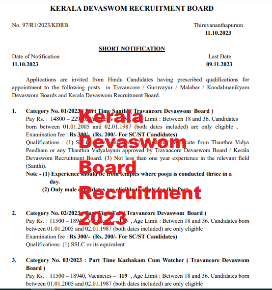 Kerala Devaswom Board Recruitment