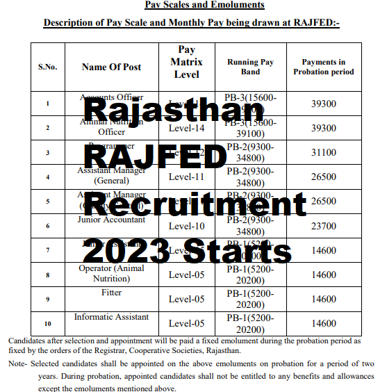 Rajasthan RAJFED Recruitment