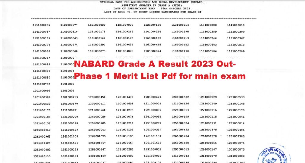 NABARD Grade A Result 2023