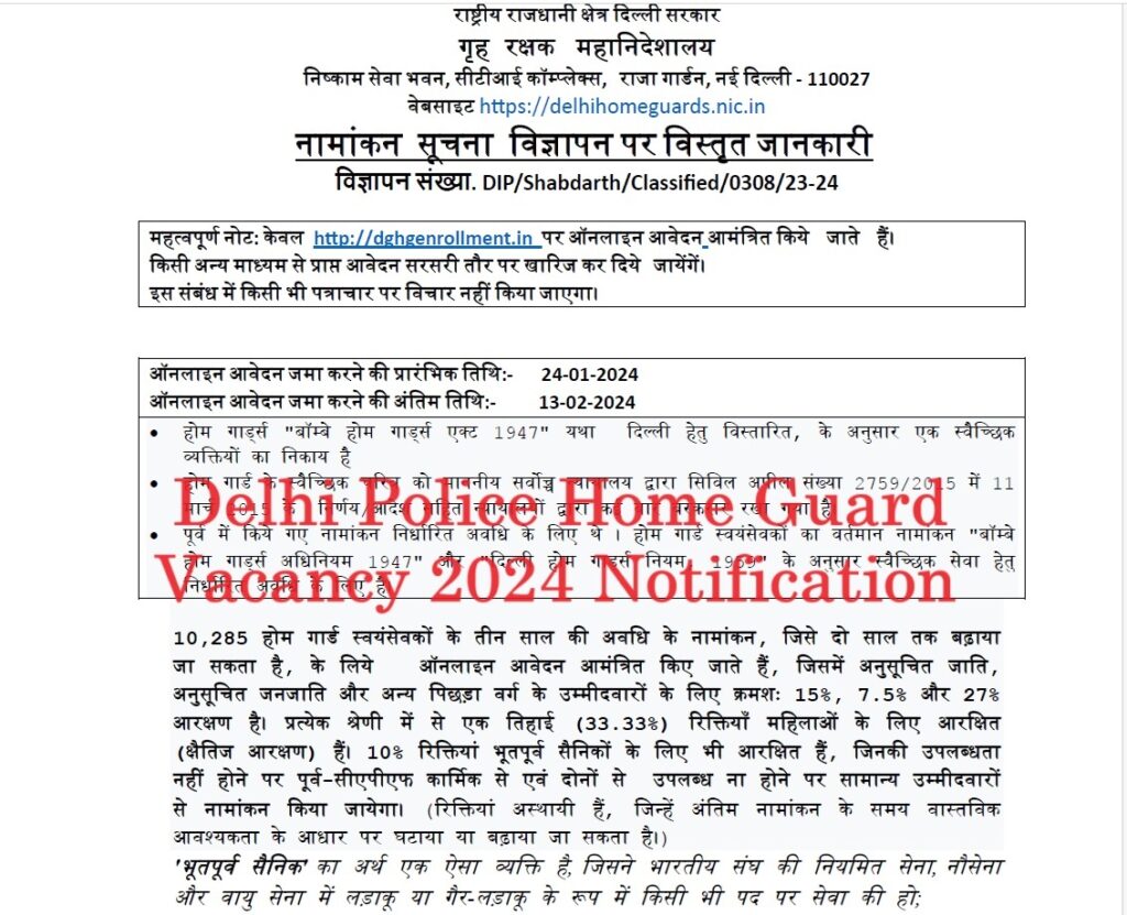 Delhi Police Home Guard Vacancy